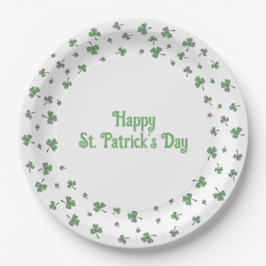 St. Patrick’s Day Shamrock Border Round Pappteller (Vorderseite)