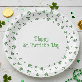St. Patrick’s Day Shamrock Border Round Pappteller