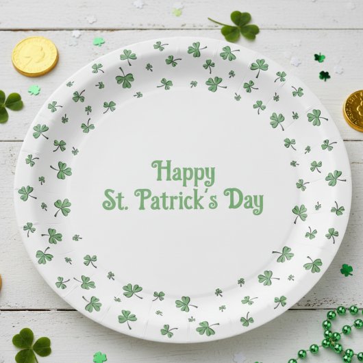 St. Patrick’s Day Shamrock Border Round Pappteller
