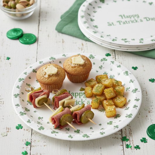 St. Patrick’s Day Shamrock Border Round Pappteller