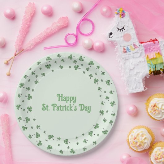 St. Patrick’s Day Shamrock Border Round Pappteller (Party)