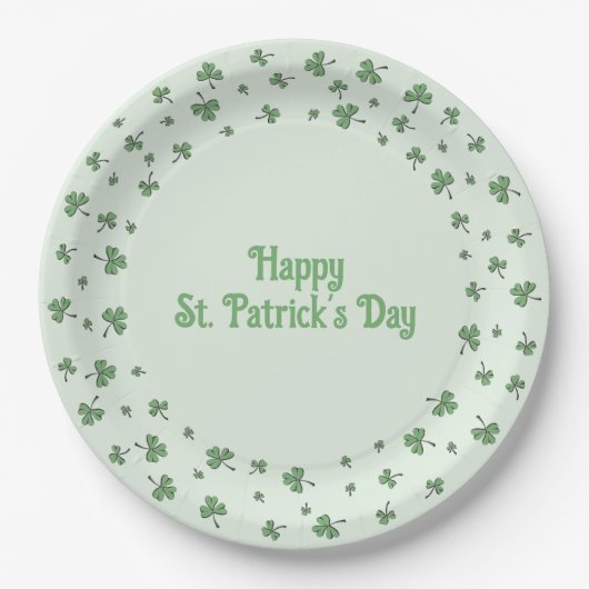 St. Patrick’s Day Shamrock Border Round Pappteller (Vorderseite)
