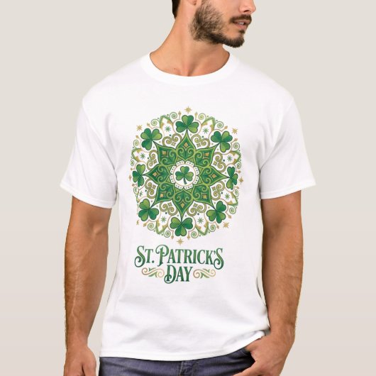 St. Patrick’s Day Shamrock-Mandala-Design T-Shirt (Vorderseite)
