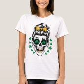 St. Patrick’s Day Skull with Shamrocks and Messy  T-Shirt (Vorderseite)