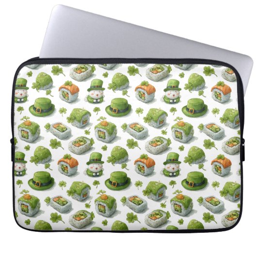St. Patrick’s Day Sushi-Rollen & Kleeblatt Laptopschutzhülle (Vorderseite)