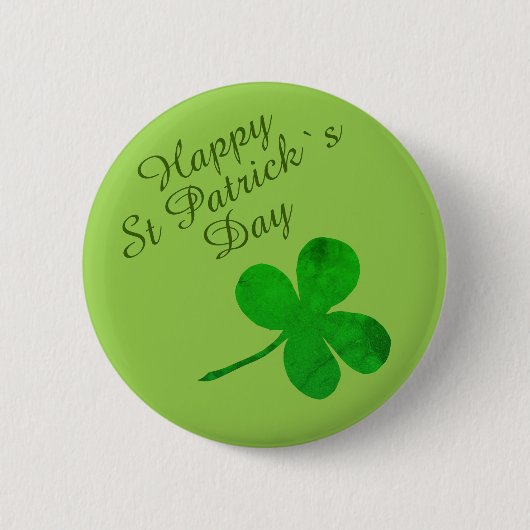 St Patrick`s Day Viel Glück Kleeblatt Button (Vorderseite)