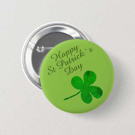 St Patrick`s Day Viel Glück Kleeblatt Button (Vorne & Hinten)