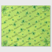 St. Patrick’s Day Wasserfarbe Shamrock auf grün Geschenkpapier (Flach)