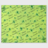 St. Patrick’s Day Wasserfarbe Shamrock auf grün Geschenkpapier (Flach)