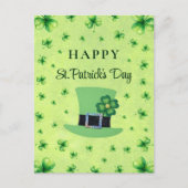 St. Patrick’s Day Wasserfarbe Shamrock auf grün Postkarte (Vorderseite)