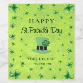 St. Patrick’s Day Wasserfarbe-Shamrock auf grün Weinetikett (Einzelnes Label)