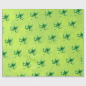 St. Patrick’s Day Wasserfarbe-Shamrock auf grünem Geschenkpapier (Flach)