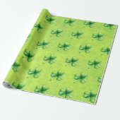 St. Patrick’s Day Wasserfarbe-Shamrock auf grünem Geschenkpapier (Ungerollt)