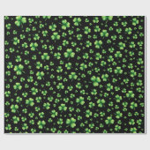 St. Patrick’s Day Wasserfarbe Shamrock auf Schwarz Geschenkpapier (Flach)