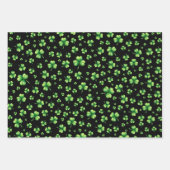 St. Patrick’s Day Wasserfarbe-Shamrock auf Schwarz Geschenkpapier Set (Vorderseite 2)