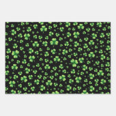 St. Patrick’s Day Wasserfarbe-Shamrock auf Schwarz Geschenkpapier Set (Vorderseite)