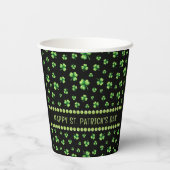 St. Patrick’s Day Wasserfarbe-Shamrock auf Schwarz Pappbecher (Rückseite)