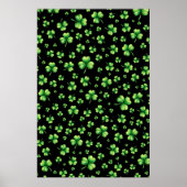 St. Patrick’s Day Wasserfarbe Shamrock auf Schwarz Poster (Vorne)