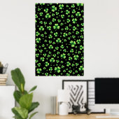 St. Patrick’s Day Wasserfarbe Shamrock auf Schwarz Poster (Heimbüro)