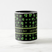 St. Patrick’s Day Wasserfarbe-Shamrock auf Schwarz Tasse (Zentrum)