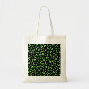 St. Patrick’s Day Wasserfarbe Shamrock auf Schwarz Tragetasche