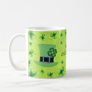 St. Patrick’s Day Wasserfarbe Shamrock Hut auf grü Kaffeetasse