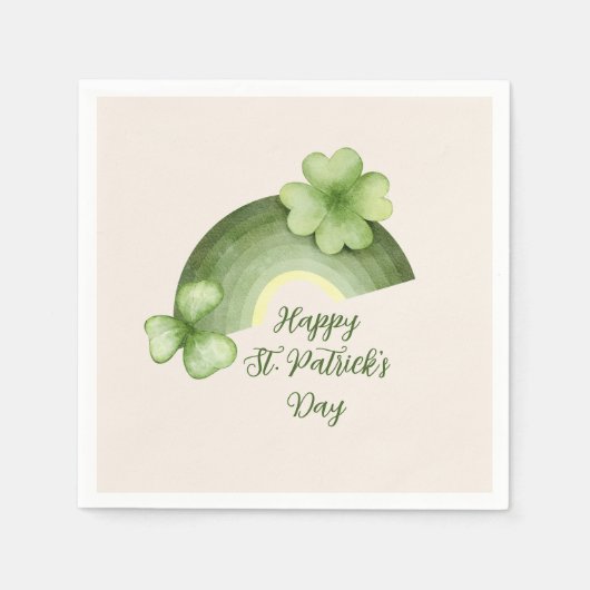 St. Patrick’s Day – Wasserfarbe Shamrock Regenboge Serviette (Vorderseite)