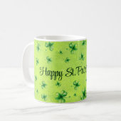 St. Patrick’s Day Wasserfarben-Kleeblatt auf Grün Kaffeetasse (Vorderseite Links)