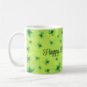 St. Patrick’s Day Wasserfarben-Kleeblatt auf Grün Kaffeetasse (Links)