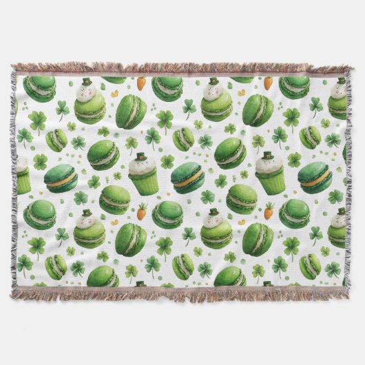 St. Patrick’s Day-Wasserfarben-Macaron & Shamrock Decke (Vorderseite)