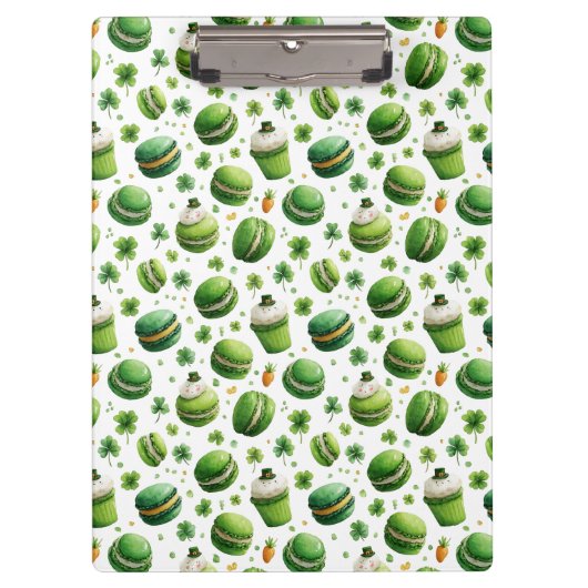 St. Patrick’s Day-Wasserfarben-Macaron und Kleebla Klemmbrett (Vorderseite)