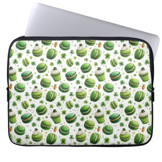 St. Patrick’s Day Watercolor Macaron & Shamrock Laptopschutzhülle (Vorderseite)