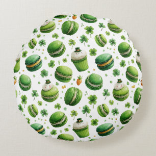 St. Patrick’s Day Watercolor Macaron & Shamrock Rundes Kissen