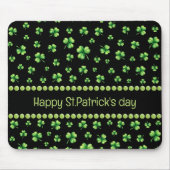 St. Patrick’s Day Watercolor Shamrock on black Mousepad (Vorne)