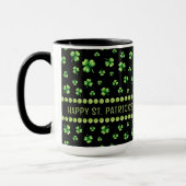 St. Patrick’s Day Watercolor Shamrock on black Tasse (Links)
