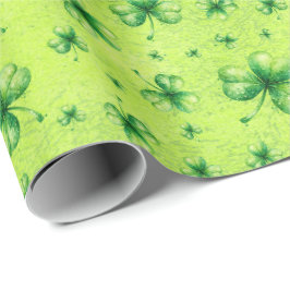 St. Patrick’s Day Watercolor Shamrock on green Geschenkpapier