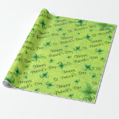 St. Patrick’s Day Watercolor Shamrock on green Geschenkpapier (Ungerollt)