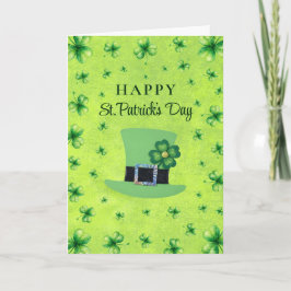 St. Patrick’s Day Watercolor Shamrock on green Karte