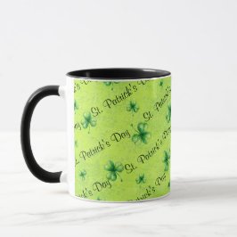 St. Patrick’s Day Watercolor Shamrock on green Tasse