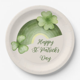 St. Patrick’s Day – Watercolor Shamrock Rainbow Pappteller