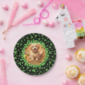 St. Patrick’s Day Watercolor Shamrock with photo Pappteller (Party)