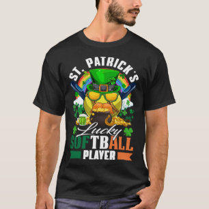 St Patrick s Lucky Softball Player Kleeblatt & Gla T-Shirt