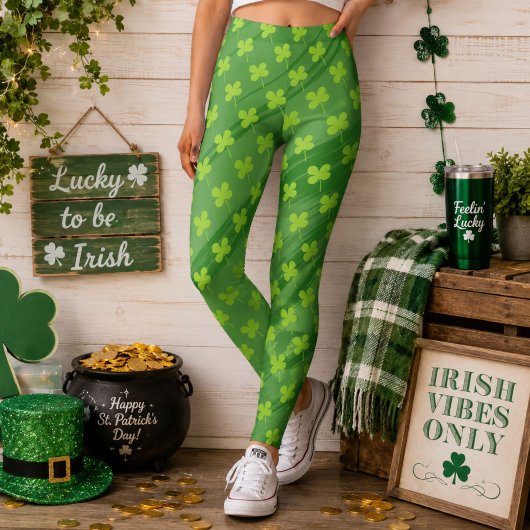 St Patrick ` s TagesKleeblatt-Grün-Muster Leggings
