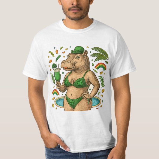 St. Patrick’s Tropical Pool Party for Hippo lovers T-Shirt (Vorderseite)