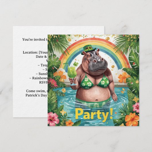 St. Patrick’s Tropical Pool Party Invitation Einladung (Vorne/Hinten)