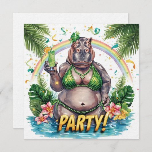 St. Patrick’s Tropical Pool Party Invitation  Einladung (Vorne/Hinten)