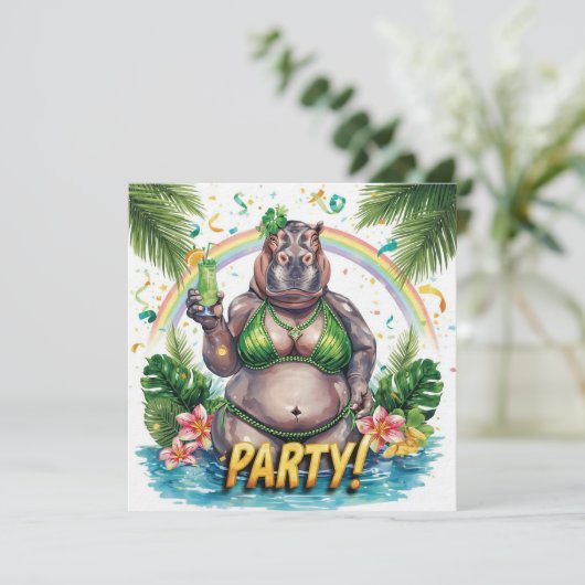 St. Patrick’s Tropical Pool Party Invitation  Einladung (Stehend Vorderseite)