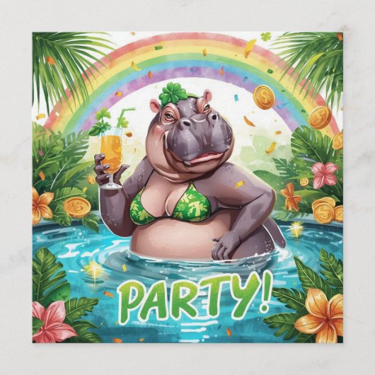 St. Patrick’s Tropical Pool Party Invitation Einladung (Vorderseite)