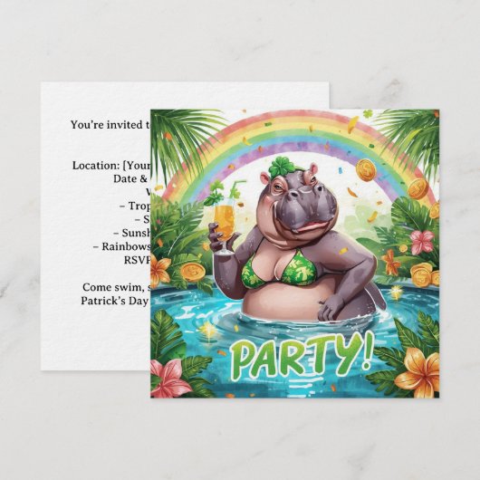 St. Patrick’s Tropical Pool Party Invitation Einladung (Vorne/Hinten)