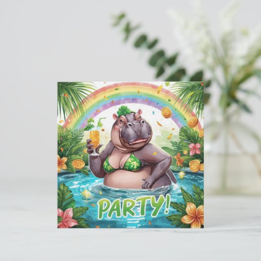 St. Patrick’s Tropical Pool Party Invitation  Einladung (Stehend Vorderseite)